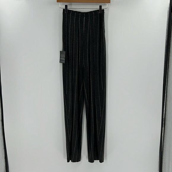 Norma Kamali Tapered Pleated Trouser - Woven Pinstripe - XXS - New with tags - Picture 1 of 8